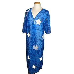 Grace & Emma Star Struck Duster with‎ Red Sequin Detail M/L Blue Lightweight